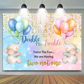 Zweimal Der Spaß Elefanten Ballon Babydusche Hintergrund